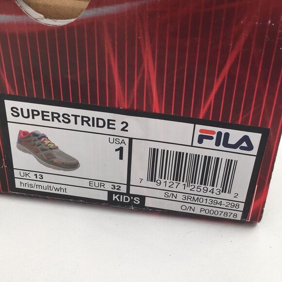 Fila Girl's Superstride 2 Gray Grey Pink Multi Rainbow Laces Big Kid Girls 1 - Picture 2 of 8